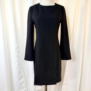 NAIN Black Crepe Long-Sleeve Mini Dress with Slits Size Small